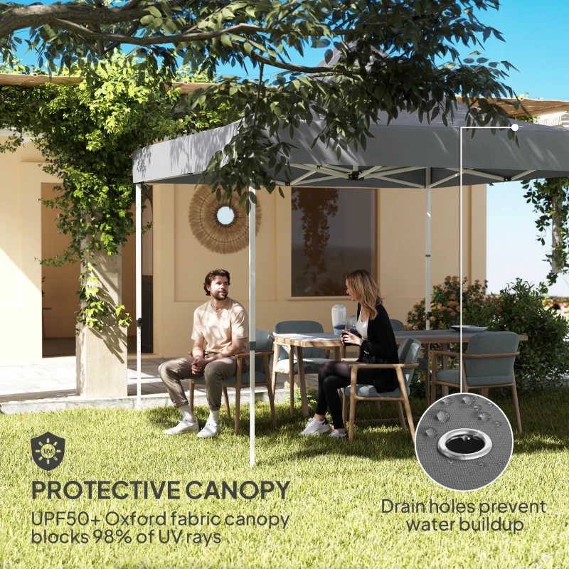 Outsunny 10' x 10' Heavy Duty Pop Up Canopy Tent with Sidewall, UPF50+ Instant Sun Shelter with Storage Pockets, Gray