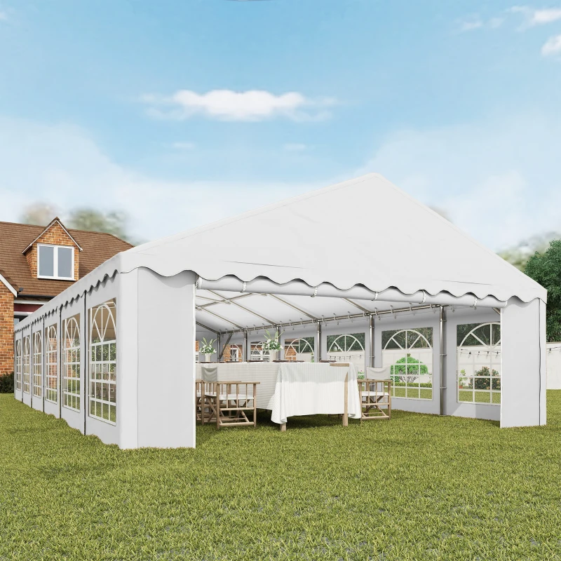 Outsunny 20' x 40' Party Tent, Outdoor Canopy Tent with Removable Sidewalls, 12 Windows for Parties, Wedding, Events, BBQ, White