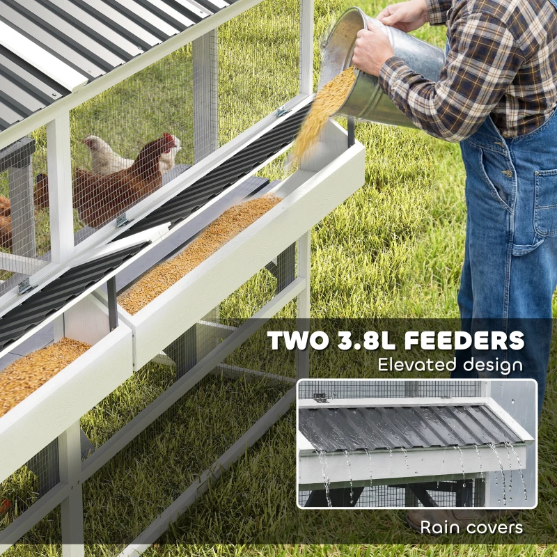 PawHut Wooden Chicken Coop, Outdoor Hen House with 2 Feeders, 2 Nesting Boxes, 2 Roosting Bars, Ramps, Waterproof Roof