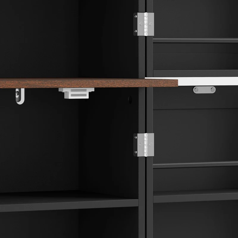 HOMCOM 166 cm Kitchen Pantry Cabinet Adjustable Shelves Tall Storage Cabinet Door Shelves 8 Shelves Brown Black