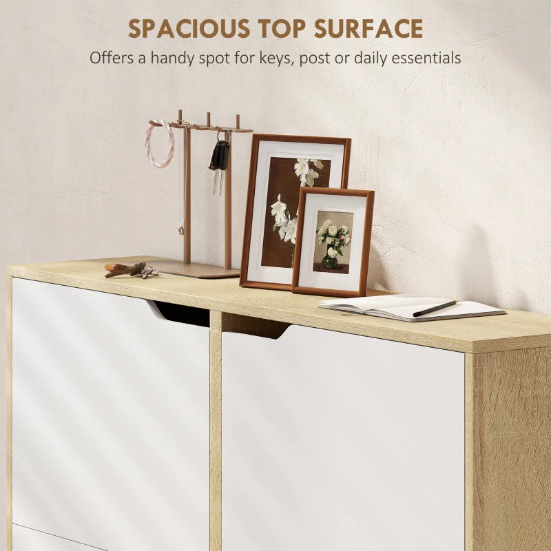 HOMCOM Narrow Shoe Cabinet, Shoe Storage Cabinet with 4 Flip Drawers and Adjustable Shelves for 16 Pairs of Shoes, White