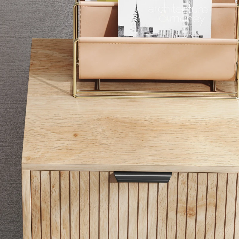 HOMCOM Accent Cabinet with Doors & Adjustable Shelf, Freestanding Console Cabinet with Wood Legs, Elevated Base for Living Room, Oak