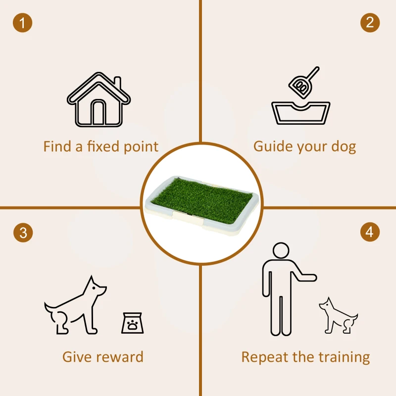 PawHut Puppy Training Pad, Indoor Portable Puppy Pad, with Artificial Grass, Grid, Panel, Tray, 24.8" x 19.1"
