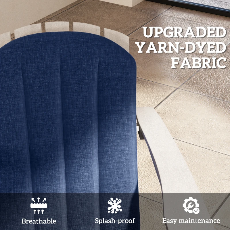 Outsunny Set of 4 Patio Chair Cushions, High Back Adirondack Chair Cushion with Ties, High-Density Foam, Navy Blue