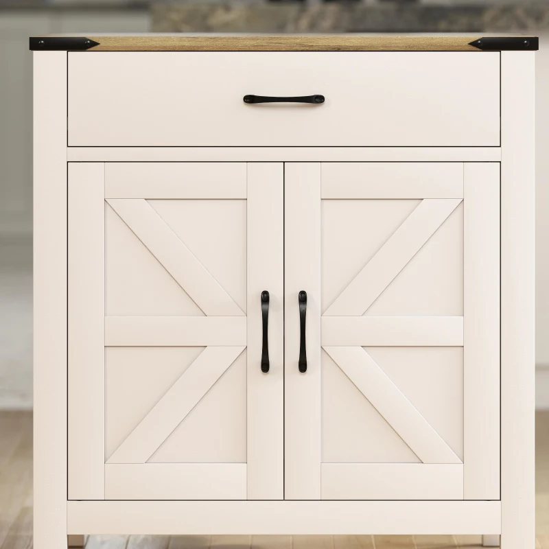 HOMCOM Sideboard Buffet Cabinet, Farmhouse Kitchen Storage Cabinet w/ Drawer and Shelf for Living Room, Entryway