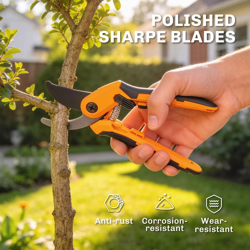 Outsunny 4 Pcs Pruning Shears Set with Hedge Shears, Loppers, Garden Secateurs and Folding Hand Saw with Aluminum Handle