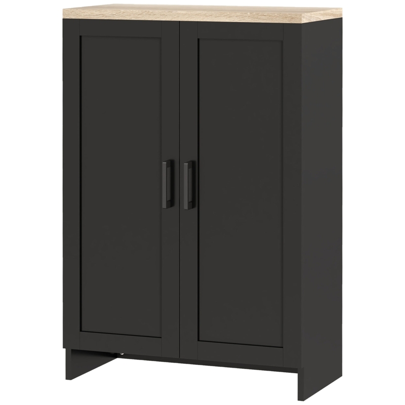 HOMCOM Modern Storage Cabinet with Doors and Adjustable Shelf for Kitchen, Living room, 23.6" x 11.8" x 35.4", Black