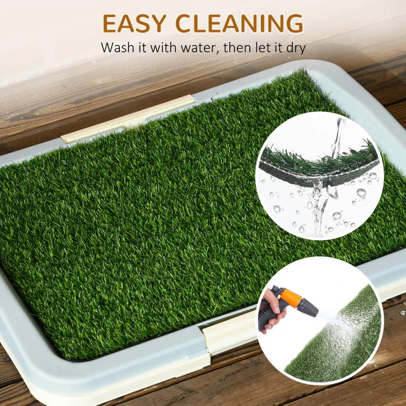 PawHut Puppy Training Pad, Indoor Portable Puppy Pad, with Artificial Grass, Grid, Panel, Tray, 24.8" x 19.1"