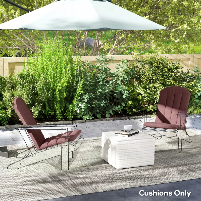 Outsunny Set of 2 Patio Chair Cushions, High Back Adirondack Chair Cushion with Ties, High-Density Foam, Wine Red