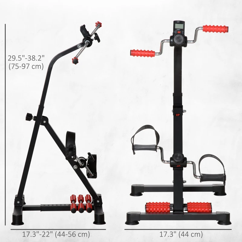 Soozier Pedal Exerciser, Hand Arm Knee and Leg Exercise Machine, Height-adjustable, with LCD Display and Foot Massage Roller