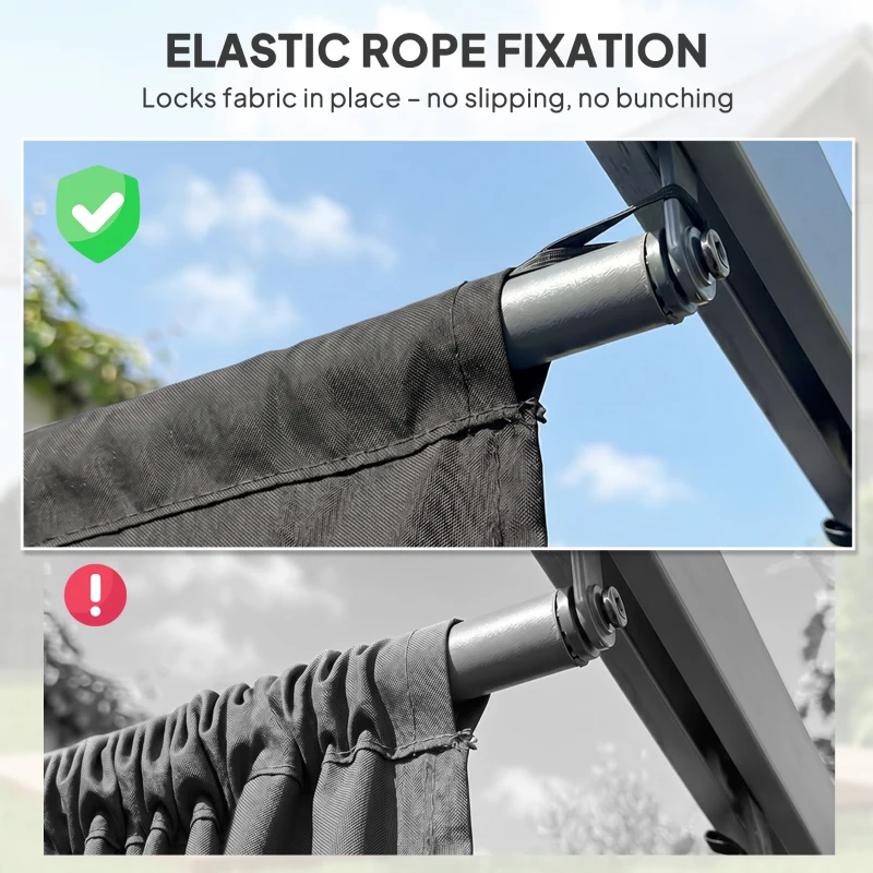 Outsunny 8.5' x 11.5' Retractable Pergola Canopy Replacement, Fit 10' x 13' Frame, Pergola Cover Replacement Top Only, Dark Grey