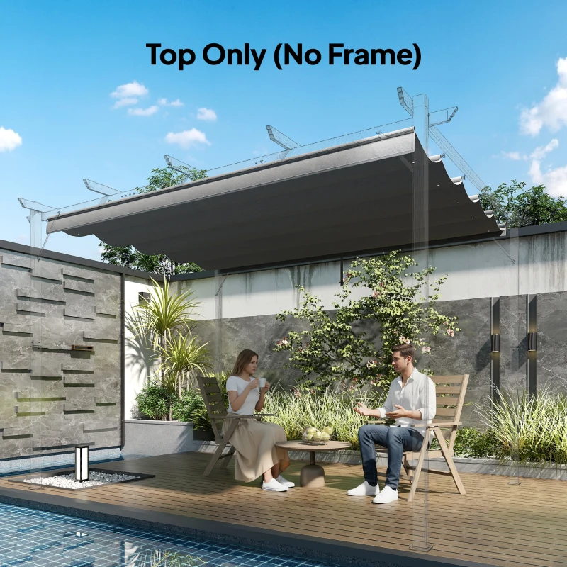 Outsunny 8.5' x 11.5' Retractable Pergola Canopy Replacement, Fit 10' x 13' Frame, Pergola Cover Replacement Top Only, Light Grey