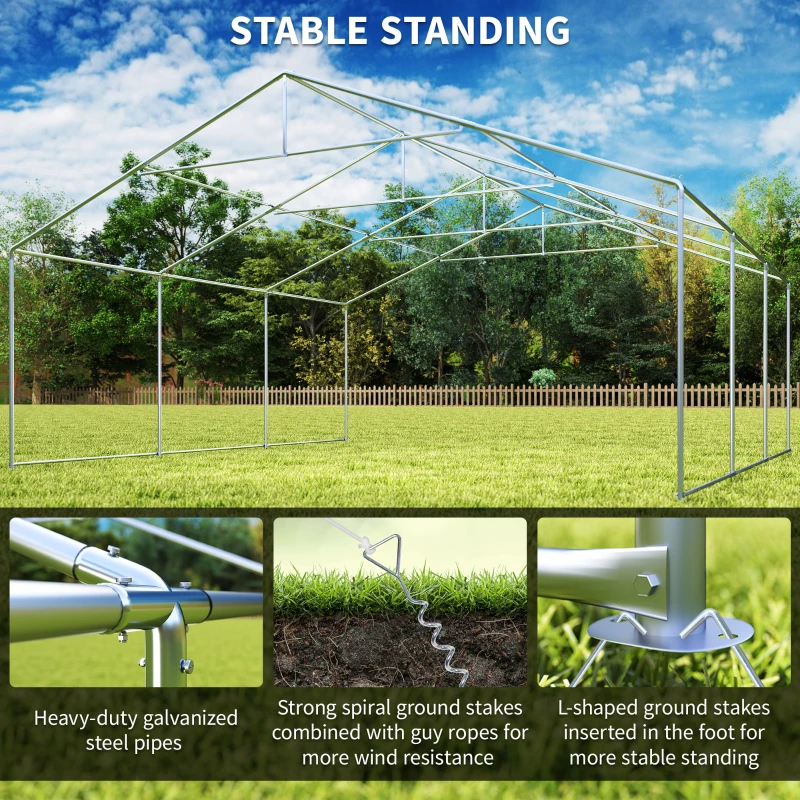 Outsunny 20' x 20' Heavy-duty Large Wedding Tent, Outdoor Carport Garage Party Tent, Patio Gazebo Canopy with Sidewall, Gray