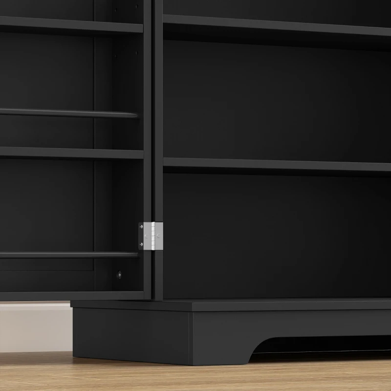 HOMCOM 166 cm Kitchen Pantry Cabinet Adjustable Shelves Tall Storage Cabinet Door Shelves 8 Shelves Brown Black