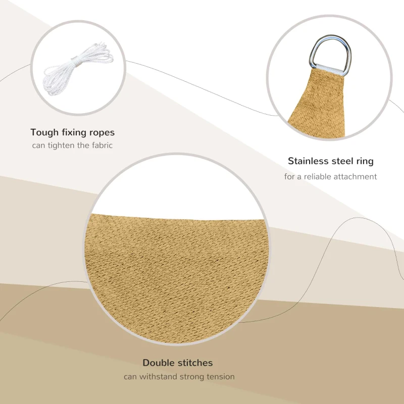 Outsunny 16' x 20' Sun Shade Sail Canopy Outdoor Shade Sail Cloth for Patio Deck Yard with D-Rings and Rope Included, Sand