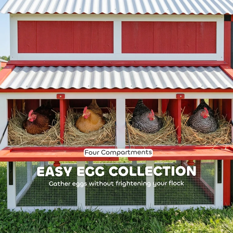 PawHut 187.3" Large Chicken Coop, Walk-in Wooden Hen House, Outdoor Poultry Cage with Run, Weatherproof Roof, Nesting Box