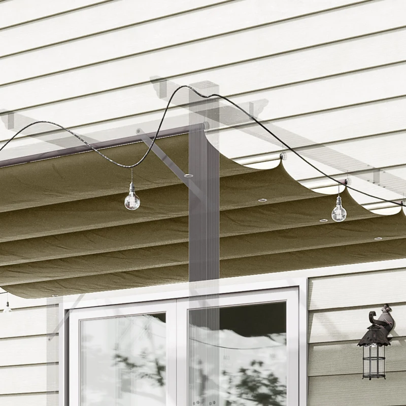 Outsunny 8.2' x 8.4' Retractable Pergola Canopy Replacement for 10' x 10' Frame, Pergola Cover Replacement (Cover Top Only), Tan