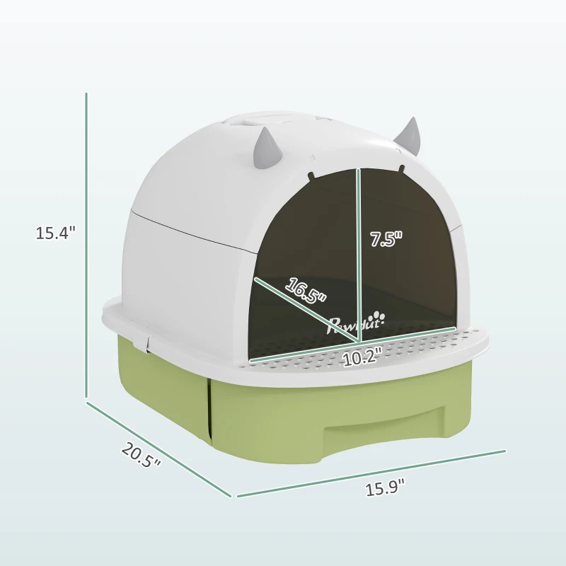 PawHut Covered Cat Litter Box with Lid, Scoop, Deodorizing Bags for Odor Control, Privacy, Easy to Clean, Green