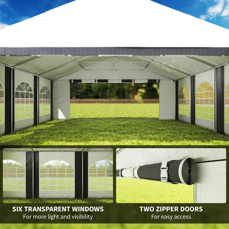 Outsunny 20' x 20' Heavy-duty Large Wedding Tent, Outdoor Carport Garage Party Tent, Patio Gazebo Canopy with Sidewall, Gray