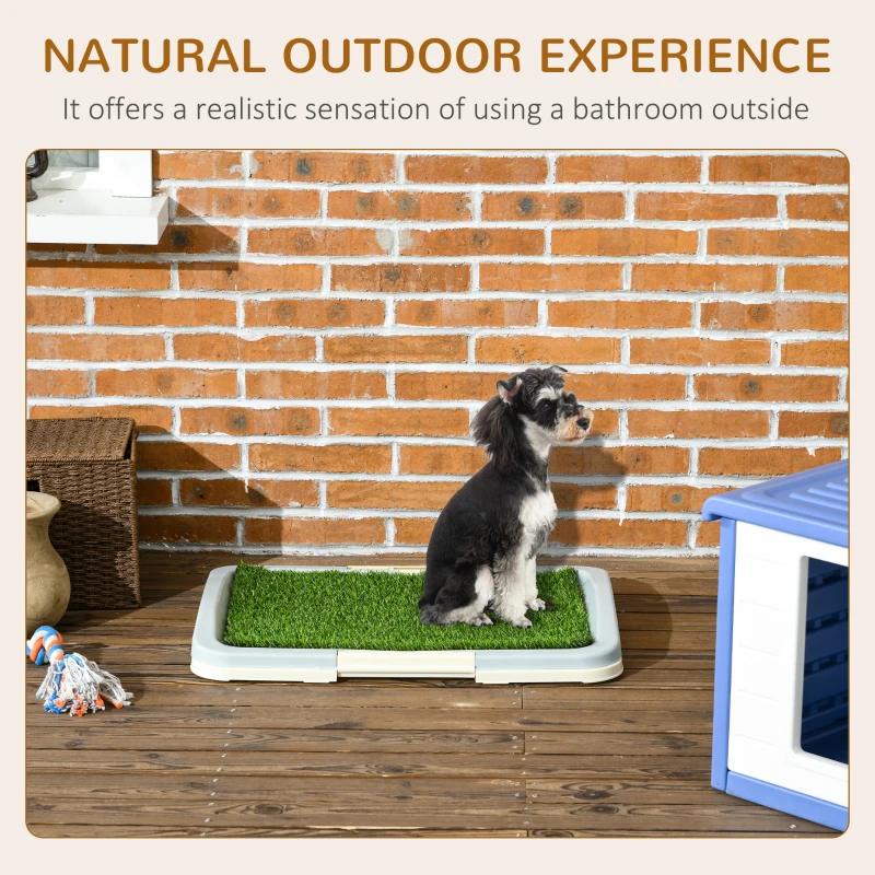 PawHut Puppy Training Pad, Indoor Portable Puppy Pad, with Artificial Grass, Grid, Panel, Tray, 24.8" x 19.1"
