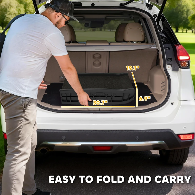 PawHut Folding Dog Ramp for Car, 61 Inches Portable Pet Ramp with Non Slip Frosted Surface, Raised Side Rails