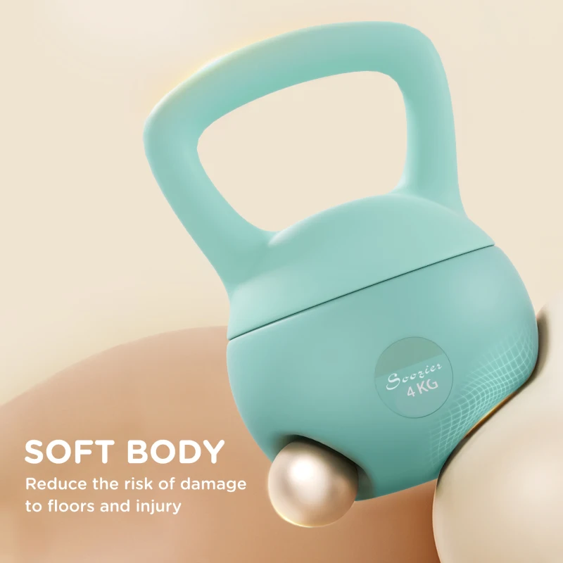 Soozier 9 lb Soft Kettlebell, Sand Filled Weight w/ Grip Handle, Kettlebell Weight for Full Body Workout, Green