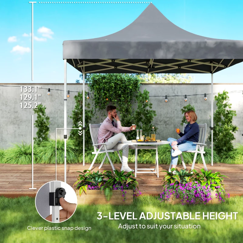 Outsunny 10' x 10' Heavy Duty Pop Up Canopy Tent with Sidewall, UPF50+ Instant Sun Shelter with Storage Pockets, Gray
