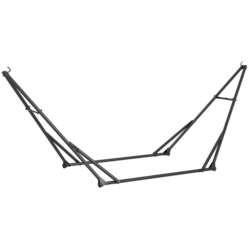Outsunny Foldable Hammock Stand, Portable 2 in 1 Hammock Chair Stand Only with Carry Bag, Load Capacity 120kg, for Patio, Black