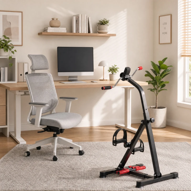 Soozier Pedal Exerciser, Hand Arm Knee and Leg Exercise Machine for Seniors, Height-adjustable, with LCD Display and Foot Massage Roller