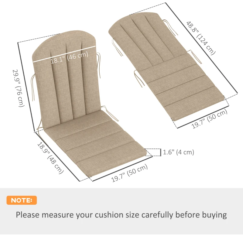 Outsunny Set of 4 Patio Chair Cushions, High Back Adirondack Chair Cushion with Ties, High-Density Foam, Beige