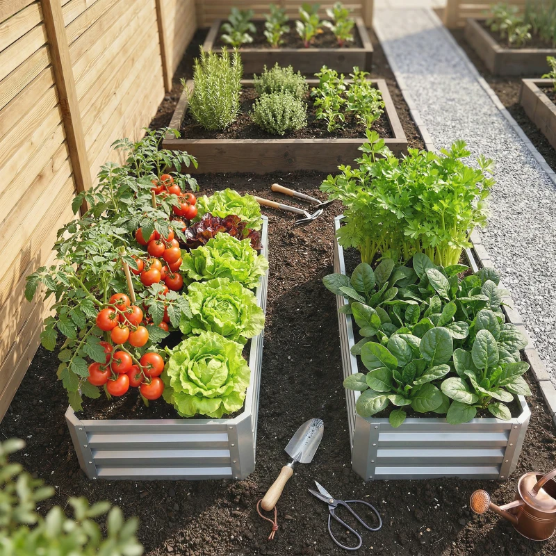 Outsunny Galvanized Raised Garden Bed, 4' x 2' x 1' Metal Planter Box, for Growing Vegetables, Flowers, Herbs, Succulents, Silver