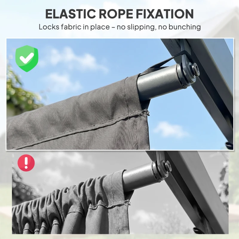 Outsunny 8.2' x 8.4' Retractable Pergola Canopy Replacement for 10' x 10' Frame, Cover Replacement (Cover Top Only), Light Grey