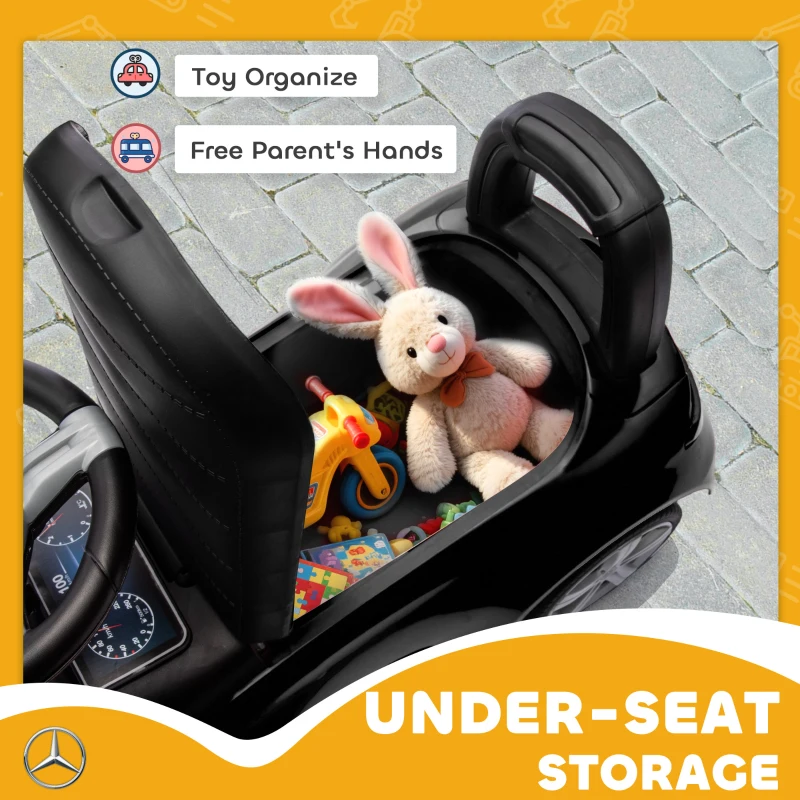 Qaba Mercedes-Benz C-Class Kids Ride On Car, Foot-to-Floor Sliding Walker with Under-Seat Storage, for 18-36 M, Black