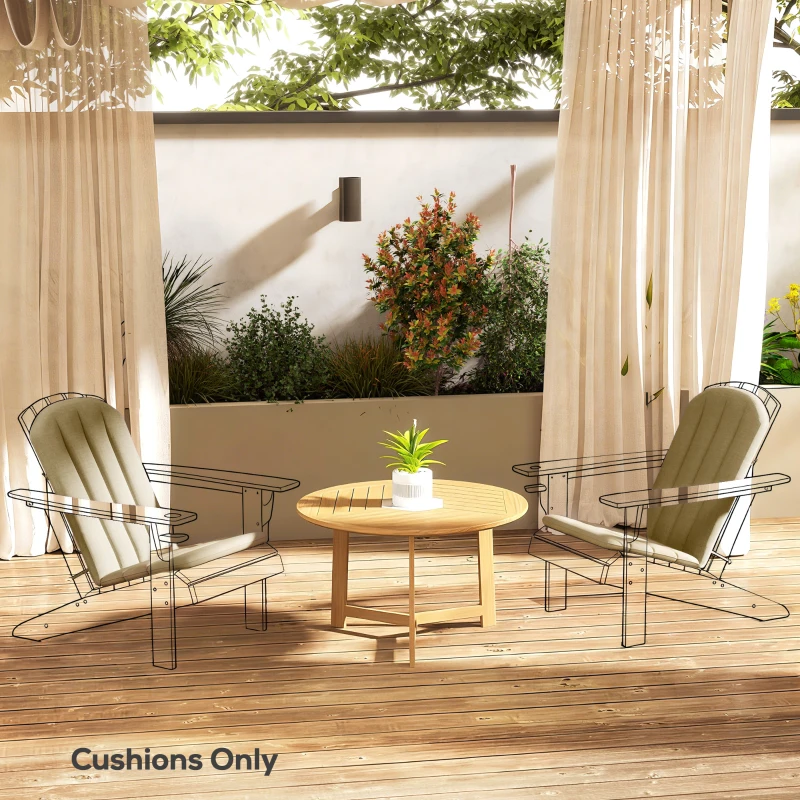 Outsunny Set of 2 Patio Chair Cushions, High Back Adirondack Chair Cushion with Ties, High-Density Foam, Beige