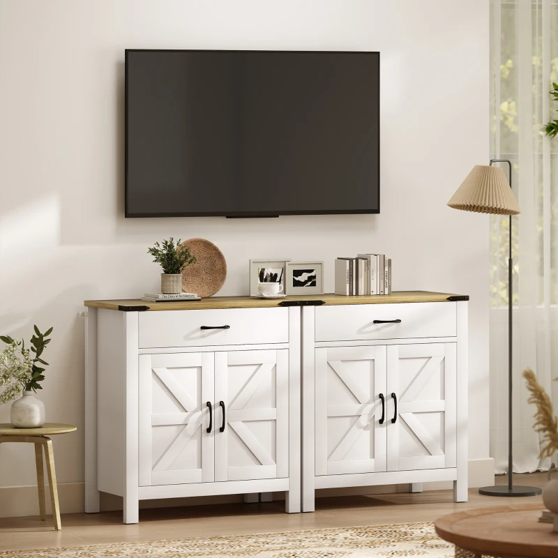 HOMCOM Sideboard Buffet Cabinet, Farmhouse Kitchen Storage Cabinet w/ Drawer and Shelf for Living Room, Entryway
