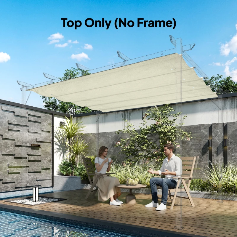 Outsunny 8' x 9.4' Retractable Pergola Canopy Replacement, Fit 7' x 10' Frame, UV30+ Pergola Cover Top Only, Cream