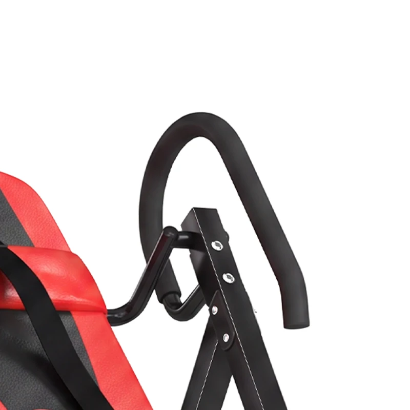 Soozier Heavy Duty Inversion Table with Protective Belt, Adjustable Folding Back Stretcher Machine with Headrest, Red