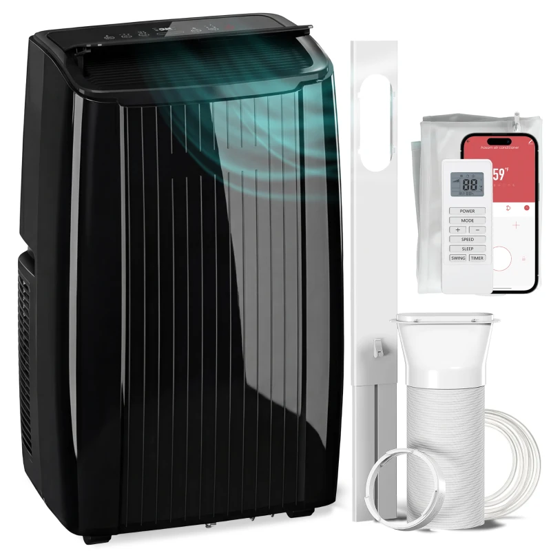 HOMCOM 12000 BTU 5-in-1 Portable Air Conditioner with Cool, Heat, Dehumidifier, Fan, Sleep, WiFi Voice Control, Black