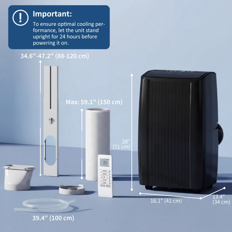 HOMCOM 12000 BTU 5-in-1 Portable Air Conditioner with Cool, Heat, Dehumidifier, Fan, Sleep, WiFi Voice Control, Black