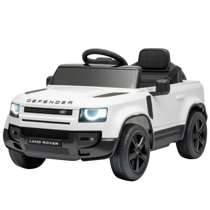 Qaba 12V Ride on Car Licensed Land Rover with Remote, Suspension, Slow Start, 3 Speeds, Lights, Music, Horn for 3-5, White