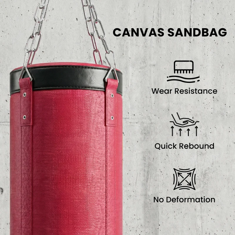 Soozier Punching Bag with Stand for Adults, 72.8"-90.9" Height Adjustable Freestanding Boxing Stand with Canvas Sandbag, Red