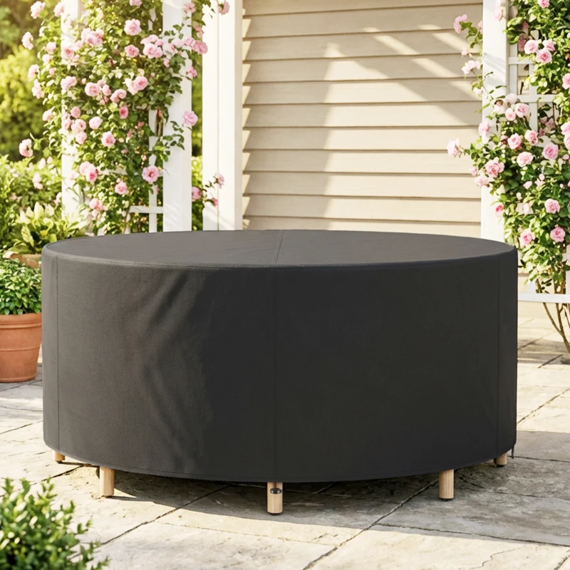 Outsunny Heavy Duty Outdoor Patio Furniture Cover, Waterproof Round Table Cover for Weather Protection 84.3" Dia. x 27.6"H, Black