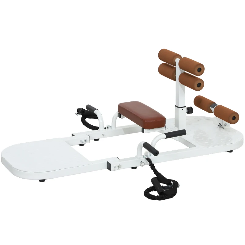 Soozier Foldable Sissy Squat Machine, Hip Thrust Machine with Push Up Stand, Multipurpose Glute Workout Equipment, White