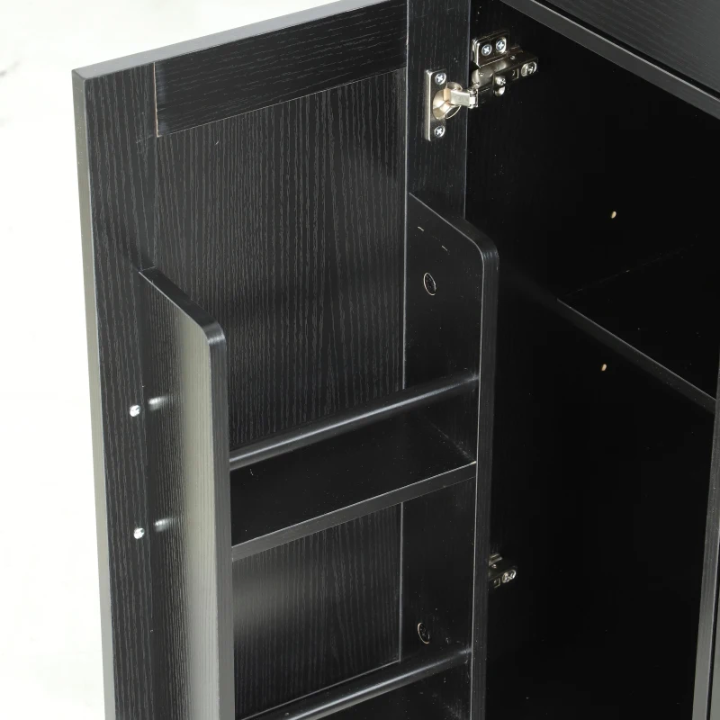 HOMCOM 47" Buffet Cabinet with Soft-Close Hinges, Farmhouse Sideboard with 3 Drawers, Adjustable Shelves and Spice Racks, Black