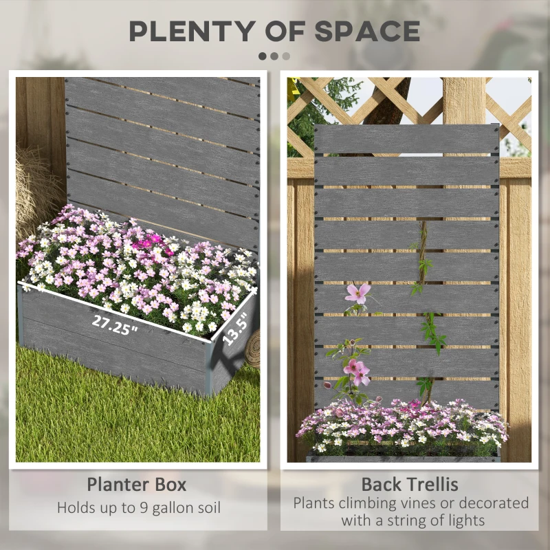Outsunny Trellis Planter for Climbing Plants, Raised Garden Bed with Trellis, Planter Box for Outdoor, 28.25" x 15" x 59", Gray