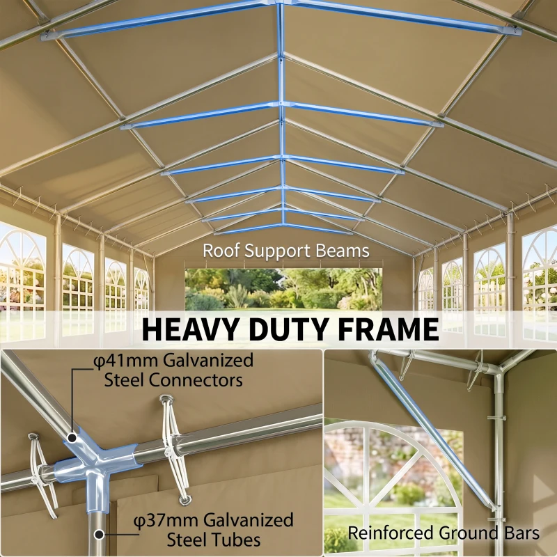 Outsunny 20' x 40' Party Tent, Outdoor Canopy Tent with Removable Sidewalls, 12 Windows for Parties, Wedding, Events, BBQ, Brown