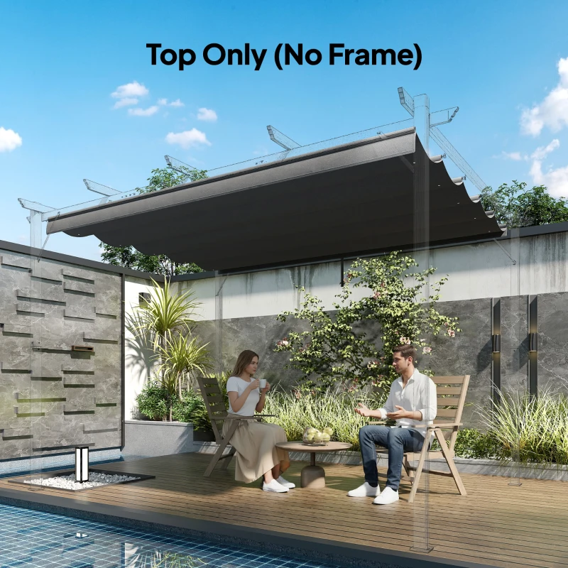 Outsunny 8.5' x 11.5' Retractable Pergola Canopy Replacement, Fit 10' x 13' Frame, Pergola Cover Replacement Top Only, Dark Grey