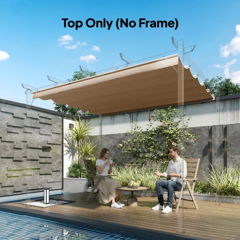 Outsunny 8.2' x 8.4' Retractable Pergola Canopy Replacement for 10' x 10' Frame, Pergola Cover Replacement (Cover Top Only), Tan