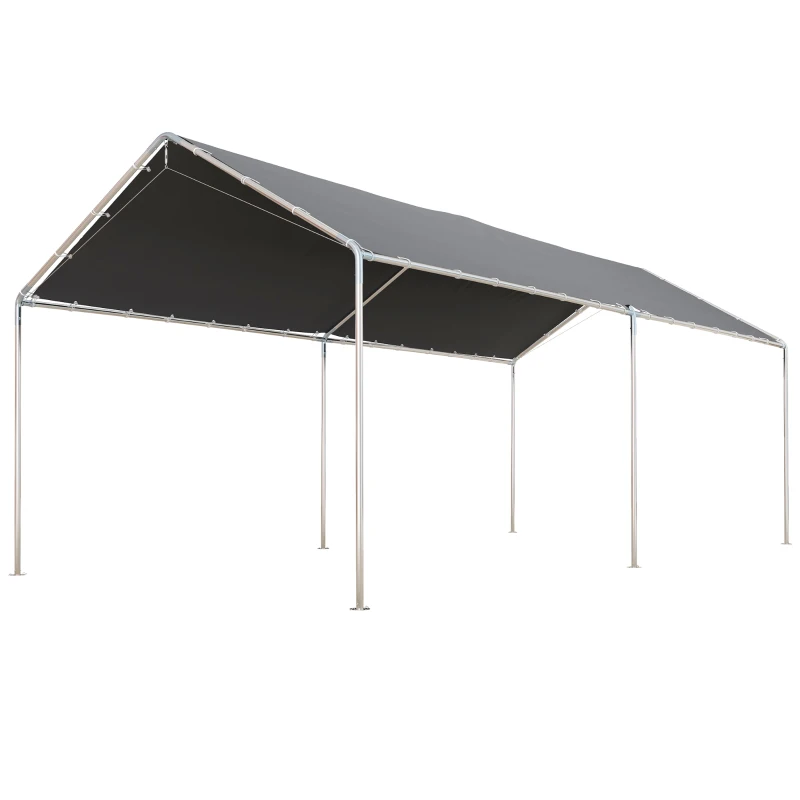Outsunny 9.6' x 19.5' Carport Heavy Duty Galvanized Car Canopy w/ Included Anchor Kit, 3 Reinforced Steel Cables, Gray(m-11)