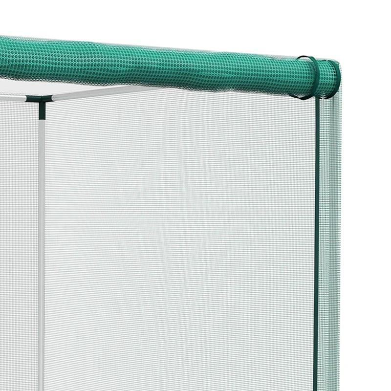 Outsunny Galvanized Steel Crop Cage, Plant Protection Tent with Zippered Door, 4' x 4', Green